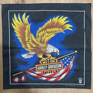 Vintage Harley Davidson Made in USA eagle and flag bandana